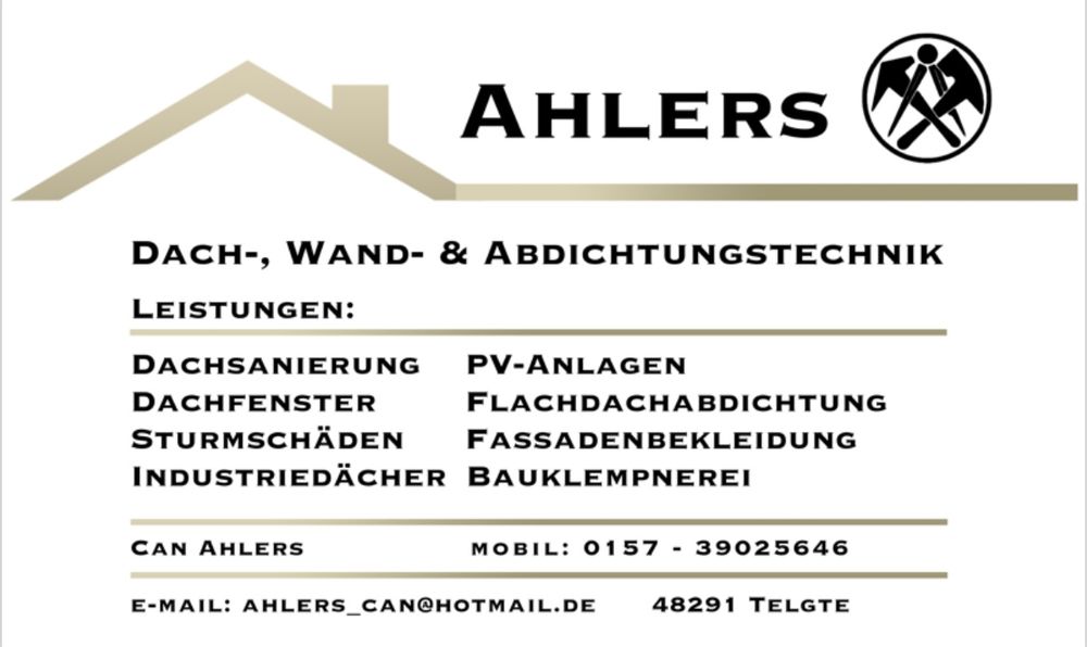 Logo der Firma Ahlers Dach-,Wand&Abdichtungstechnik aus Münster auf dem Branchenportal Dachdecker.com