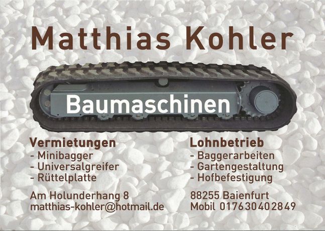 Beispielarbeit von Matthias Kohler Baumaschinen - veröffentlicht auf Gartenbau.org