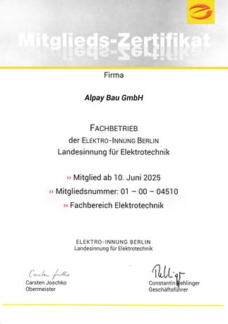 Beispielarbeit von Alpay Bau GmbH - veröffentlicht auf Elektriker.org