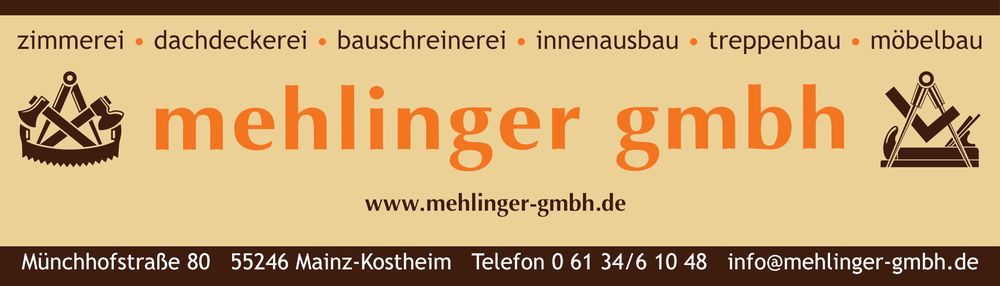 Logo der Firma Mehlinger GmbH Zimmerer- + Tischlerbetrieb aus Mainz-Kostheim auf dem Branchenportal Tischler-Schreiner.org