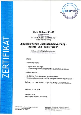 Beispielarbeit von Sachverständigenbüro / Mediation Uwe R. Korff - veröffentlicht auf Gutachter.org