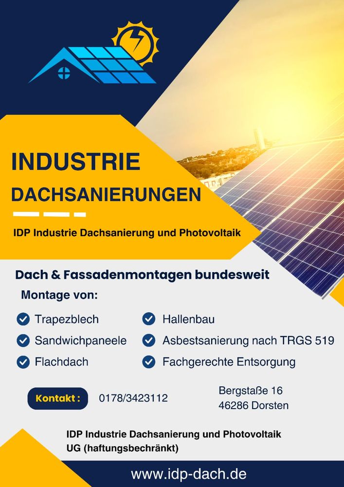 Logo der Firma IDP Industrie-Dachsanierung und Photovoltaik UG (haftungsbeschränkt) aus Dorsten auf dem Branchenportal Dachdecker.com