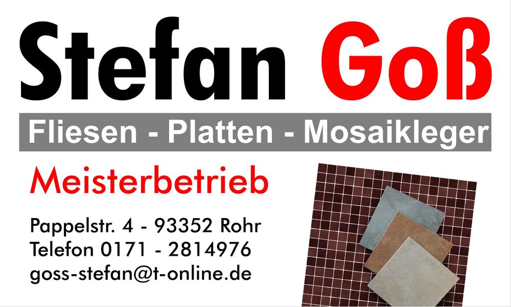 Logo der Firma Stefan Goß Fliesenleger Meisterbetrieb aus Rohr auf dem Branchenportal Fliesenleger.net