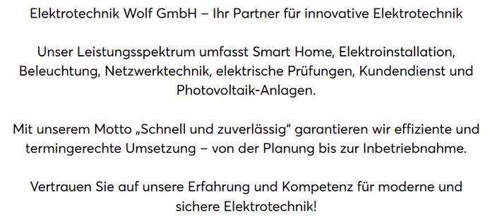 Beispielarbeit von Elektrotechnik Wolf GmbH - veröffentlicht auf Elektriker.org