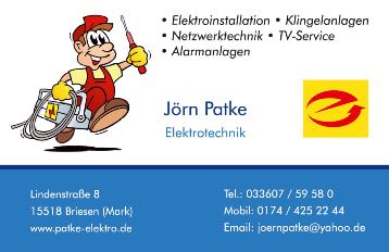 Logo der Firma Jörn Patke Elektrotechnik aus Briesen auf dem Branchenportal Elektriker.org
