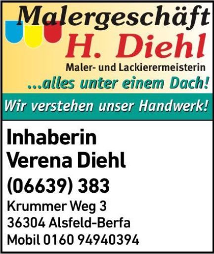 Logo der Firma Malergeschäft Helmut Diehl aus Alsfeld-Berfa auf dem Branchenportal Maler.org