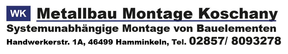 Logo der Firma WK Metallbau Montage Koschany aus Hamminkeln auf dem Branchenportal Fensterbau.org
