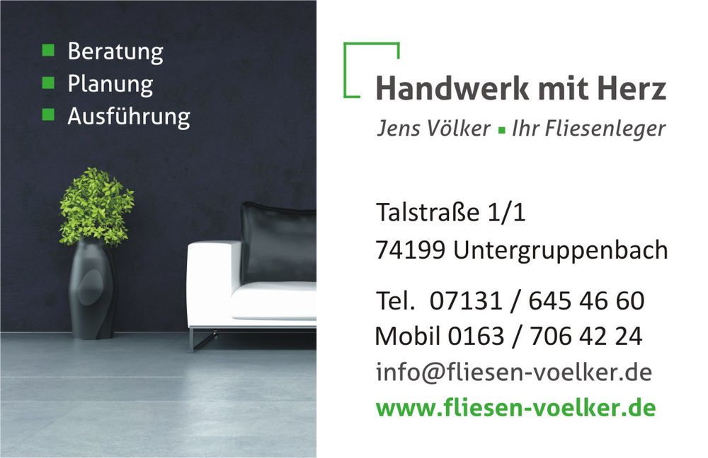 Logo der Firma Jens Völker Fliesenlegerbetrieb aus Untergruppenbach auf dem Branchenportal Fliesenleger.net