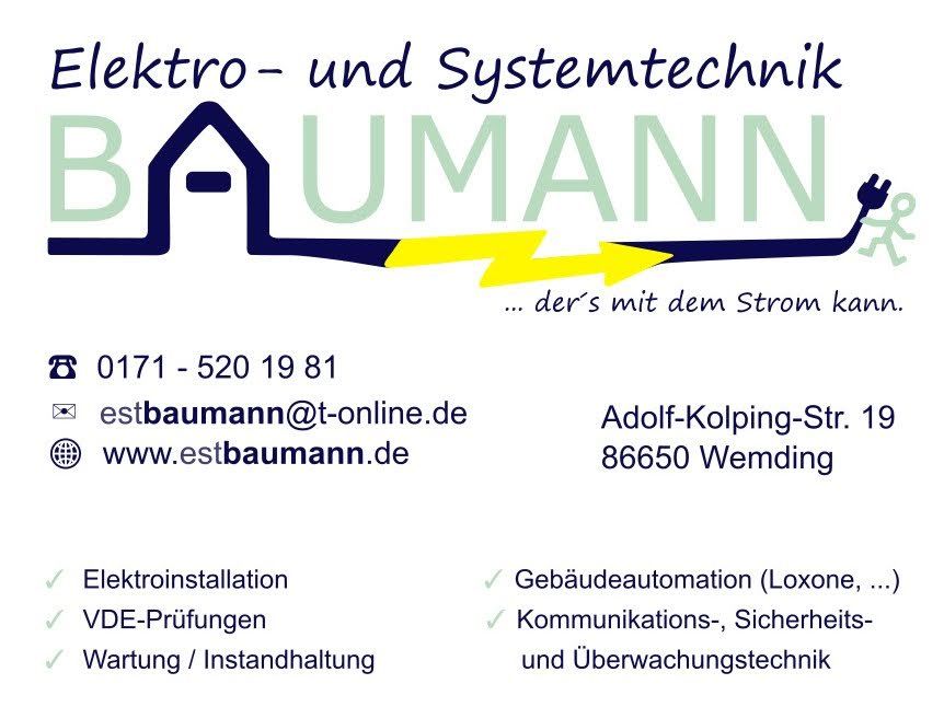 Logo der Firma Elektro- und Systemtechnik Baumann aus Wemding auf dem Branchenportal Elektriker.org