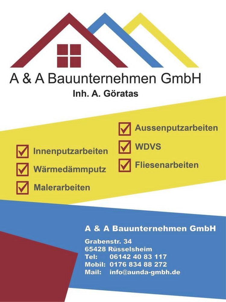 Logo der Firma A&A Bauunternehmen Gmbh aus Rüsselsheim auf dem Branchenportal Maler.org