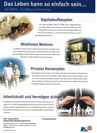 Beispielarbeit von GKM 24 Finanzberater Andreas Neumeier - veröffentlicht auf Finanzberater.net