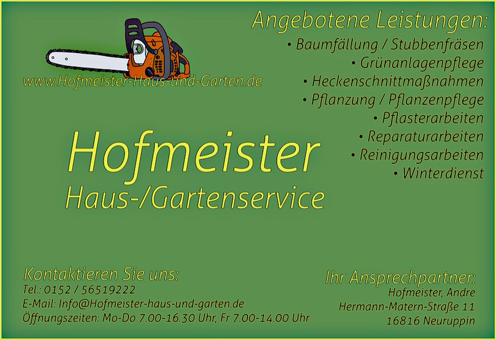 Logo der Firma Hofmeister Haus-/Gartenservice aus Neuruppin auf dem Branchenportal Gartenbau.org