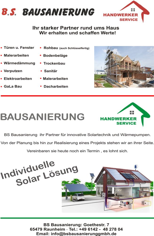 Logo der Firma BS Bausanierung und Bautenschutz aus Raunheim auf dem Branchenportal Trockenbauunternehmen.net