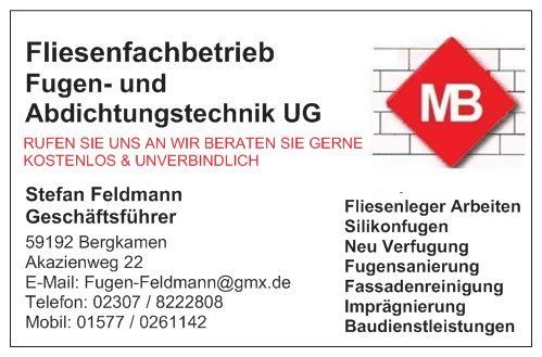 Logo der Firma Fliesenfachbetrieb MB Fugen- und Abdichtungstechnik UG aus Bergkamen auf dem Branchenportal Fliesenleger.net