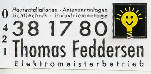 Logo der Firma Thomas Feddersen Elektroinstallation aus Bremen auf dem Branchenportal Elektriker.org
