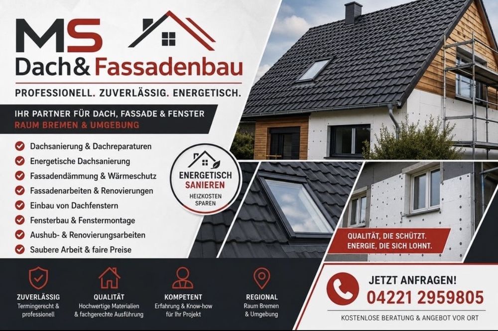 Logo der Firma MS Dach&Fassadenbau aus Delmenhorst auf dem Branchenportal Dachdecker.com