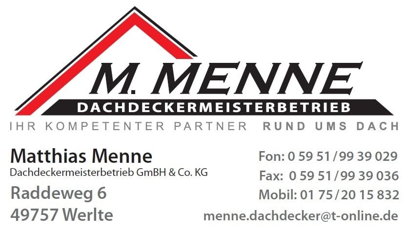 Logo der Firma Matthias Menne Dachdecker Meisterbetrieb GmbH & Co. KG aus Werlte auf dem Branchenportal Dachdecker.com