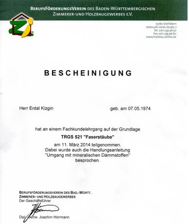 Beispielarbeit von Erdal Kizgin Dienst am Bau NRW - veröffentlicht auf Bauunternehmen.org