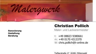 Logo der Firma Maler- und Lackierermeister Christian Pollich Malergwerk aus Mittenwald auf dem Branchenportal Maler.org